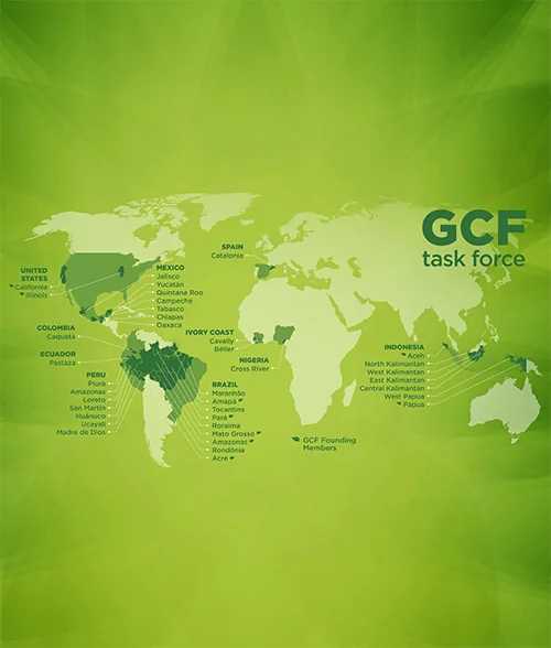 Governors´ climate and forests task force (GCF) membership across the globe: 38 jurisdictions in 10 countries