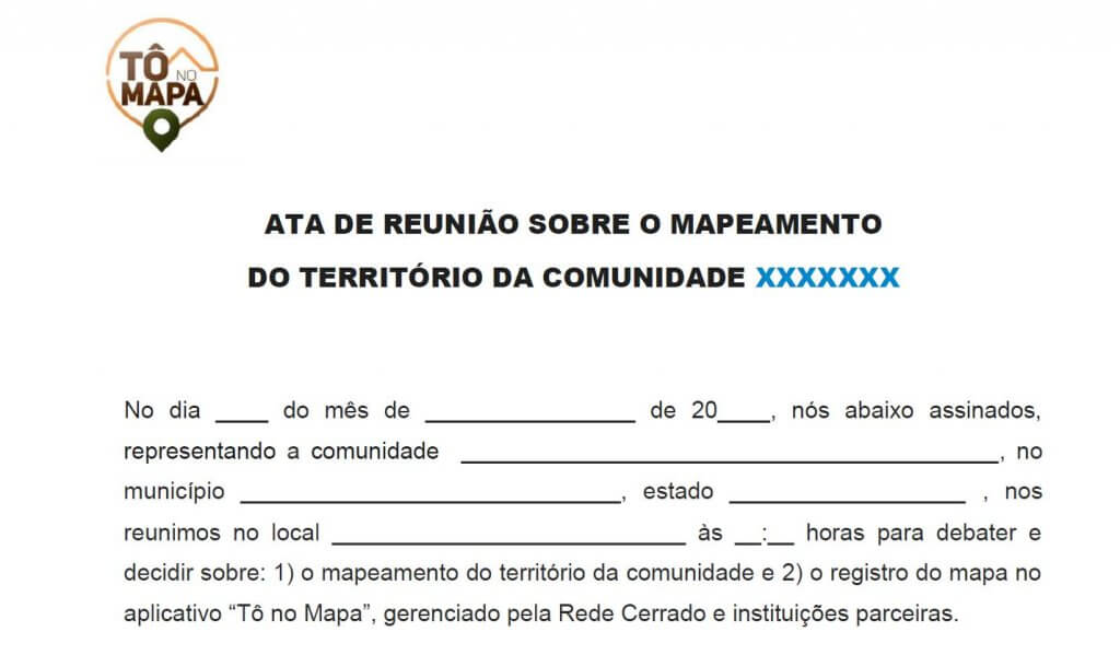 IPAM Amazônia - | Modelo de Ata de Reunião para mapeamento – Tô no Mapa