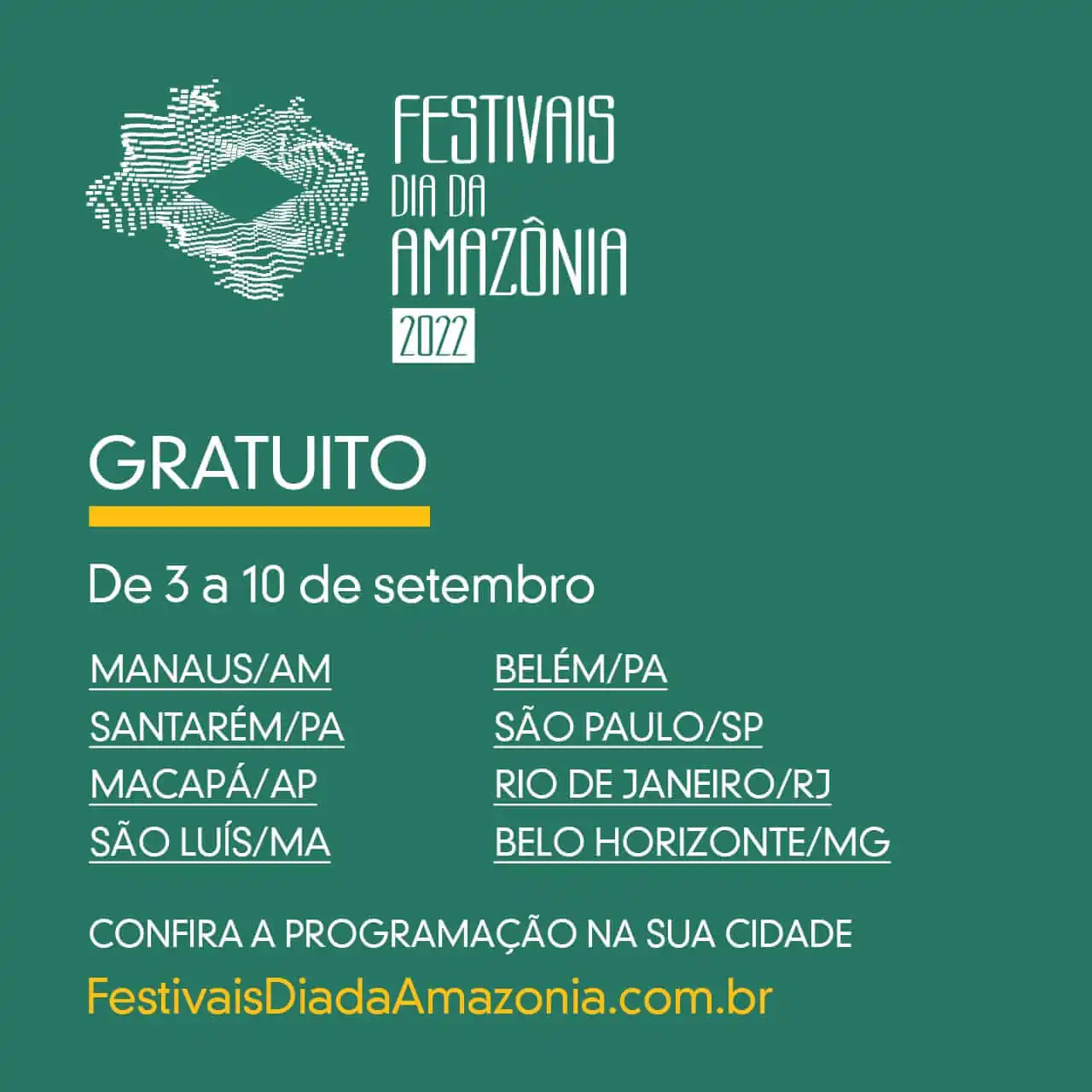 Festivais em oito cidades celebram Dia da Amazônia de 3 a 10 de setembro