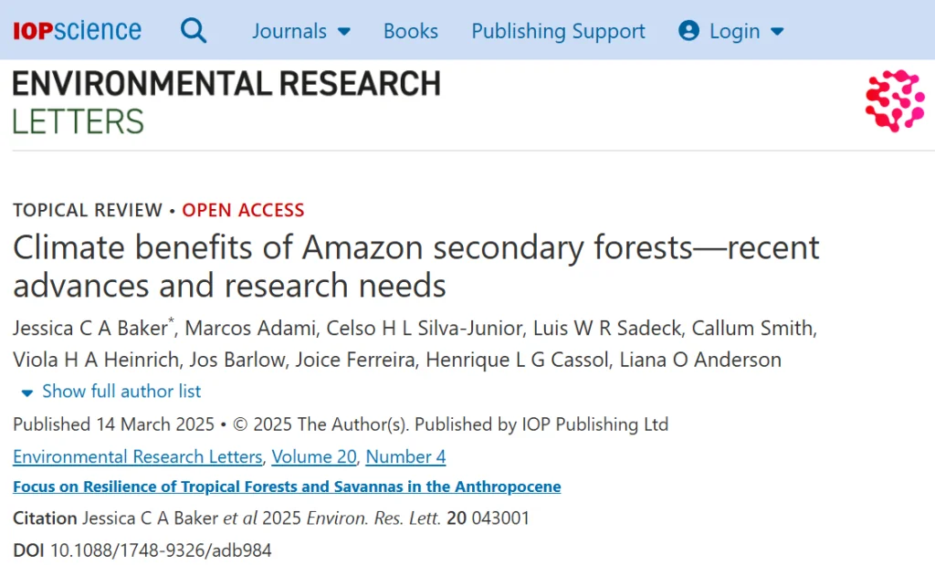 Climate benefits of Amazon secondary forests—recent advances and research needs